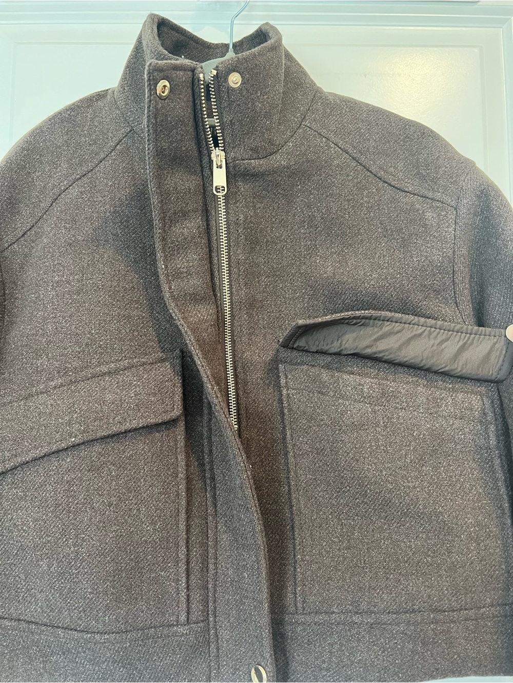 Zara Brown Cropped Pea Coat Size Small - Picture 5 of 8